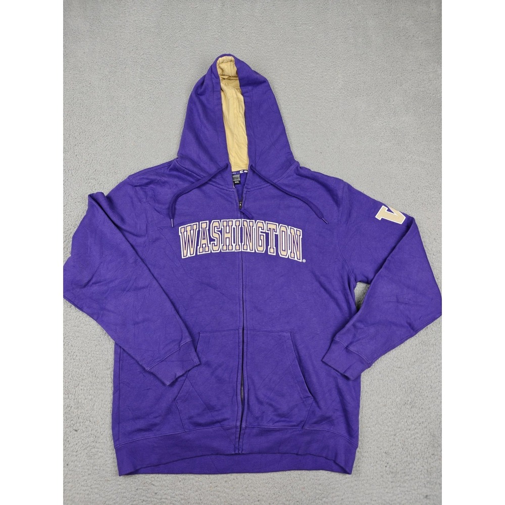 Vintage Colosseum Athletics Hoodie Mens 2XL Purple‎ Washington Full Zip Fleece